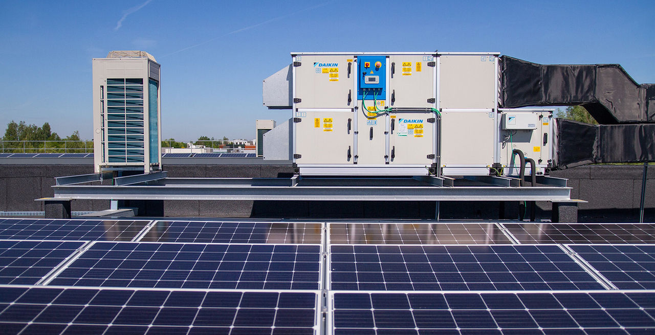 Air handling unit installation on roof